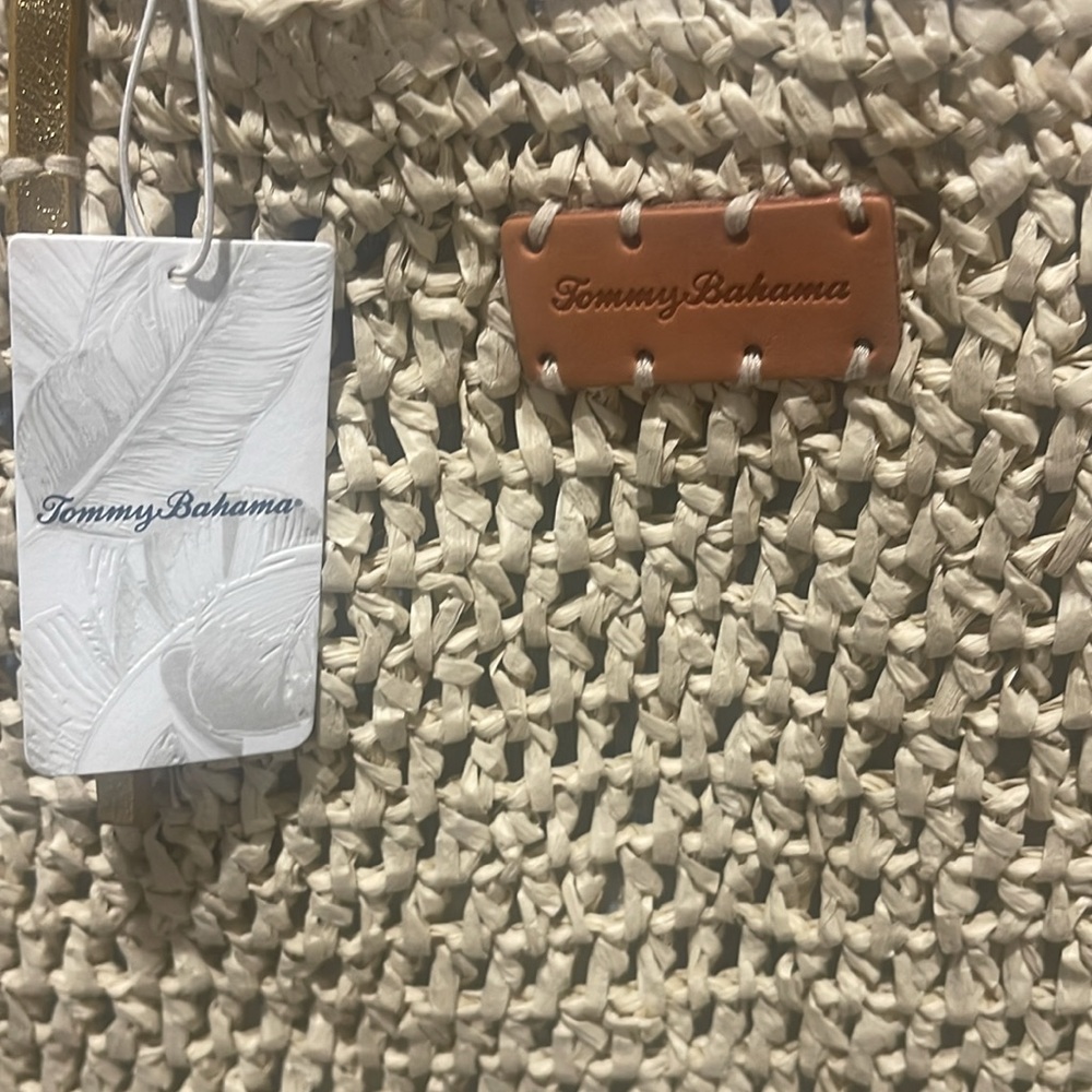 Woven Tommy Bahama Tan Tote Bag - Picture 2 of 6